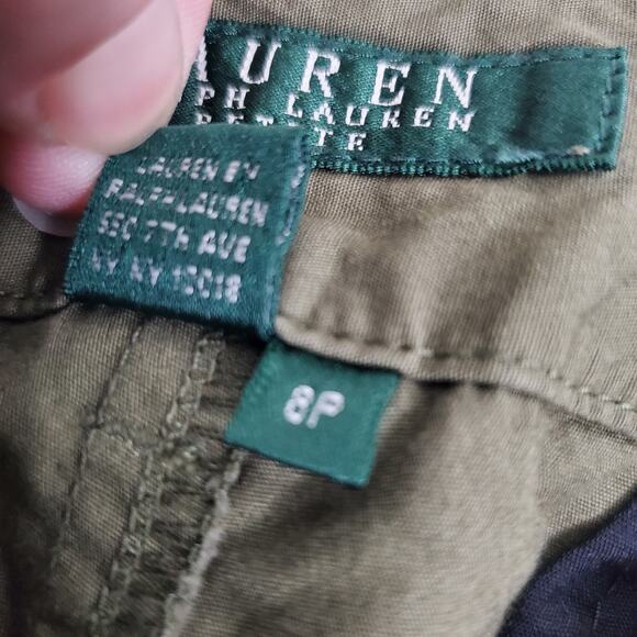 Lauren Ralph Lauren Shorts Womens Petite 8 Green Khaki Ladies Casual - Picture 5 of 9